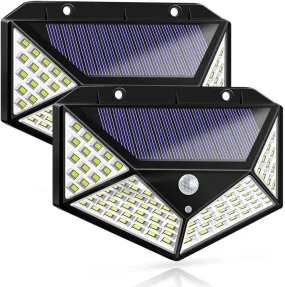 100 Waterproof Led Motion Sensor Solar Security Lights Outdoor (2-Pack)
