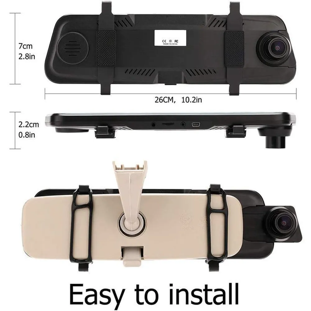 1080p Car Dash Cam Night Vision 10-inch Full Screen 170-degree
