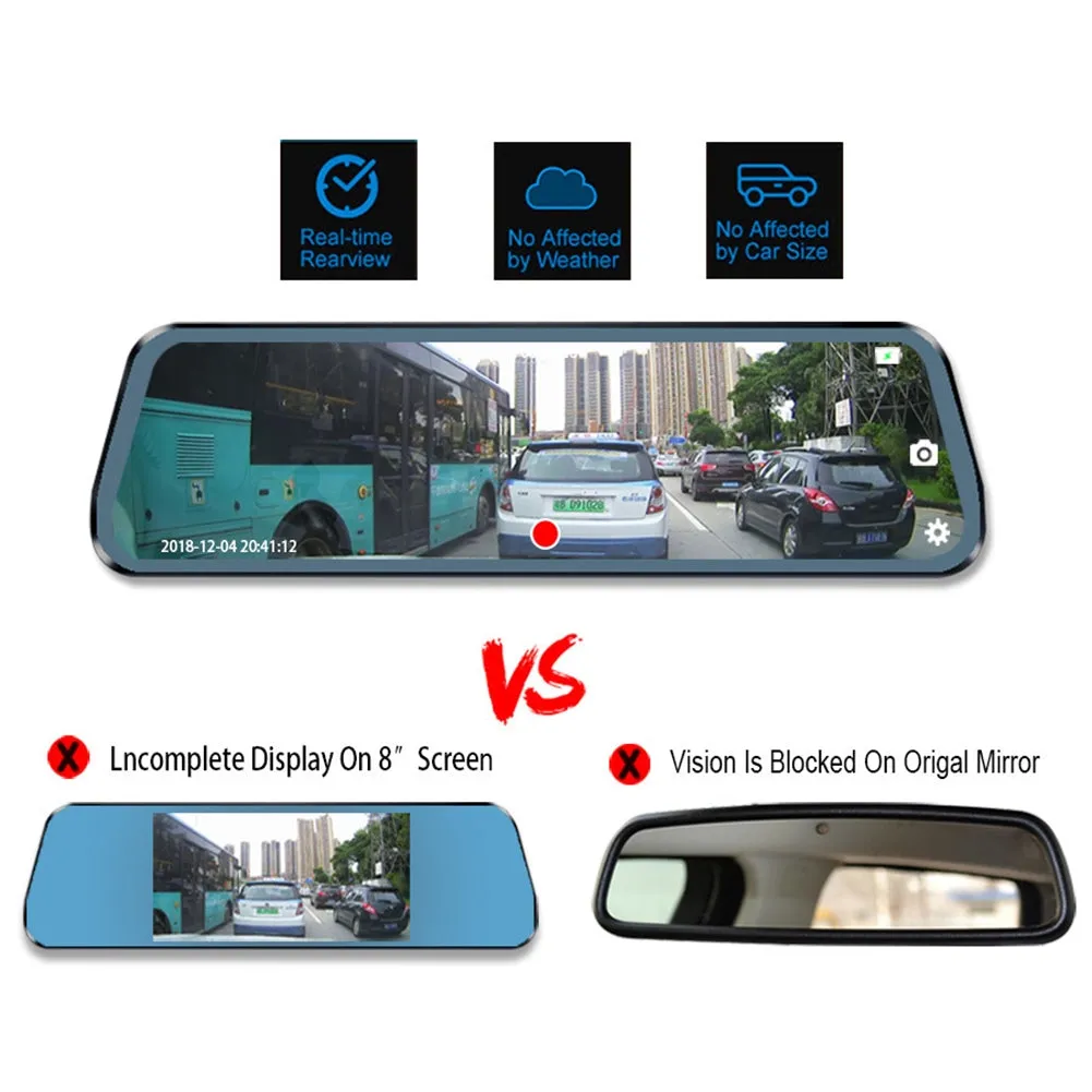 1080p Car Dash Cam Night Vision 10-inch Full Screen 170-degree