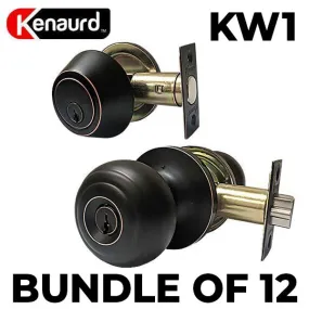 12 x Premium Combo Lockset - Knob & Deadbolt - Oil Rubbed Bronze - ORB - KW1 (BUNDLE OF 12)