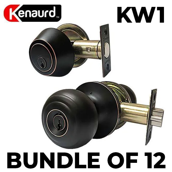 12 x Premium Combo Lockset - Knob & Deadbolt - Oil Rubbed Bronze - ORB - KW1 (BUNDLE OF 12)