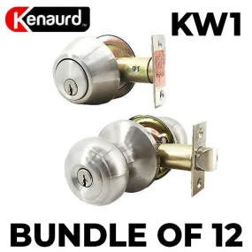 12 x Premium Combo Lockset - Knob & Deadbolt - Satin Silver - SS - KW1 (BUNDLE OF 12)