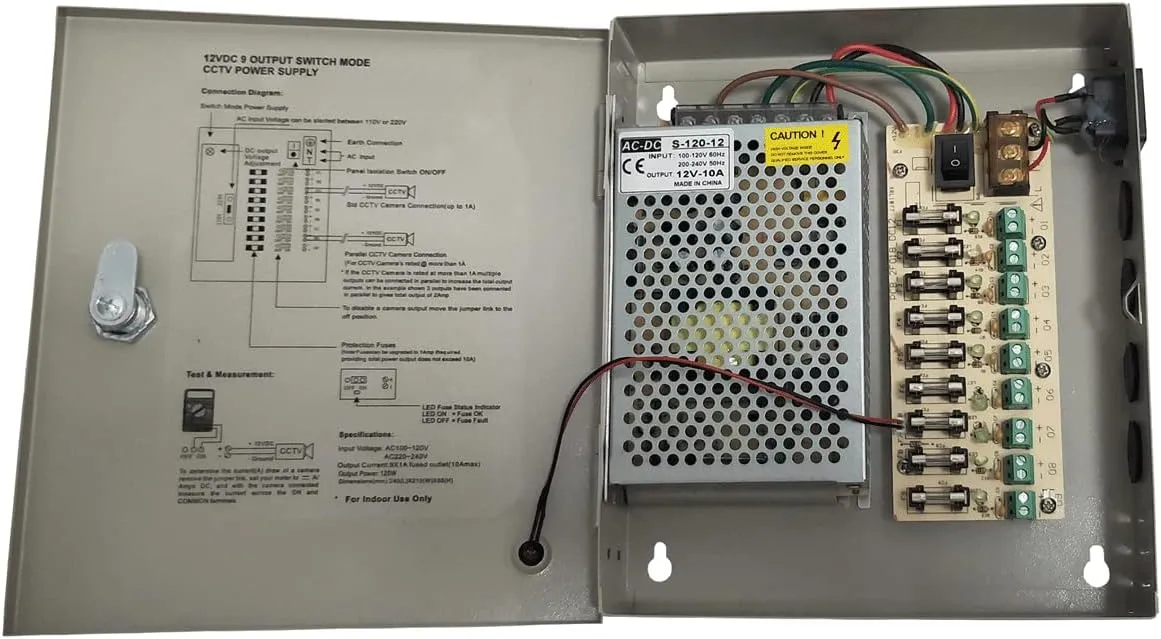 18 Channel/Port DC 12V 10A CCTV Power Supply