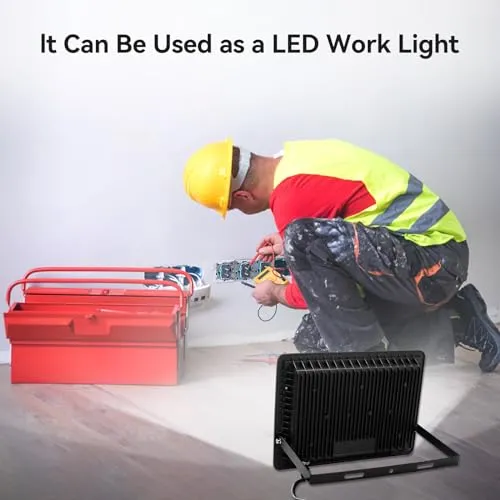 1Pack-60W LED Flood Light Outdoor,6600lm LED Work Light with 6FT US Plug,IP67 Waterproof Exterior Security Lights,6000K Daylight White Outside Floodlights Slim Design for Playground Yard Stadium