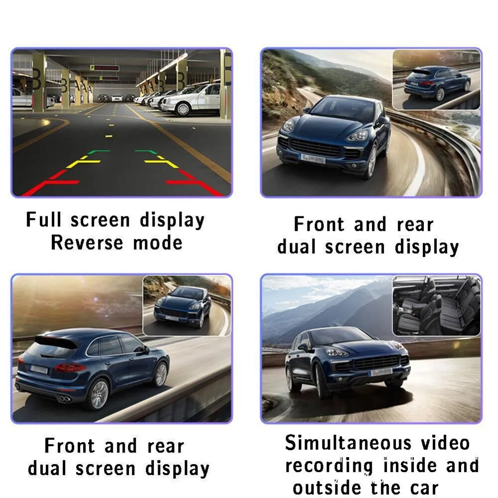 3 Channel Dash Cam Front Rear Inside 1080p Full High-Definition