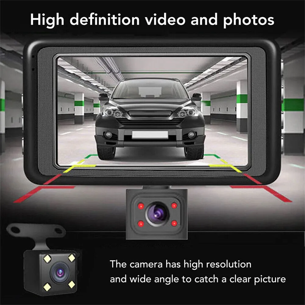 3 Channel Dash Cam Front Rear Inside 1080p Full High-Definition
