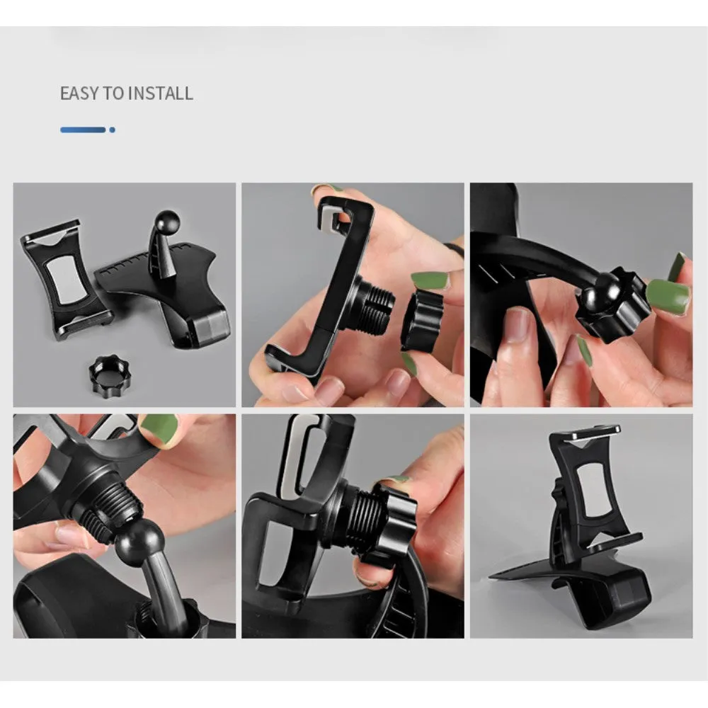 3 in 1 Car GPS Smartphone Holder: Dashboard / Visor Clamp   AC Grid Clip for BlackBerry Motion - Black