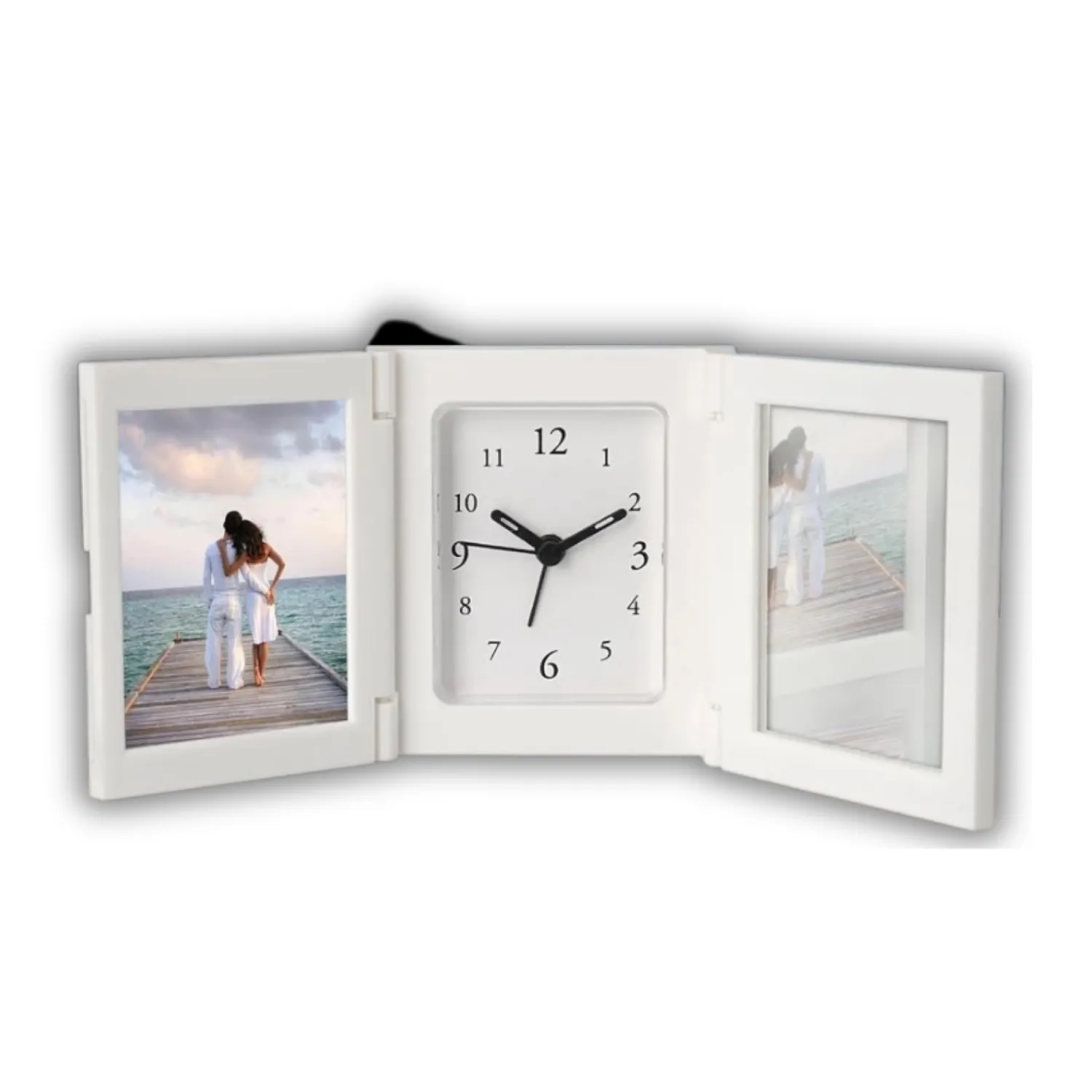 3 Pc Folding Alarm Clock With Photo Frame And Mirror