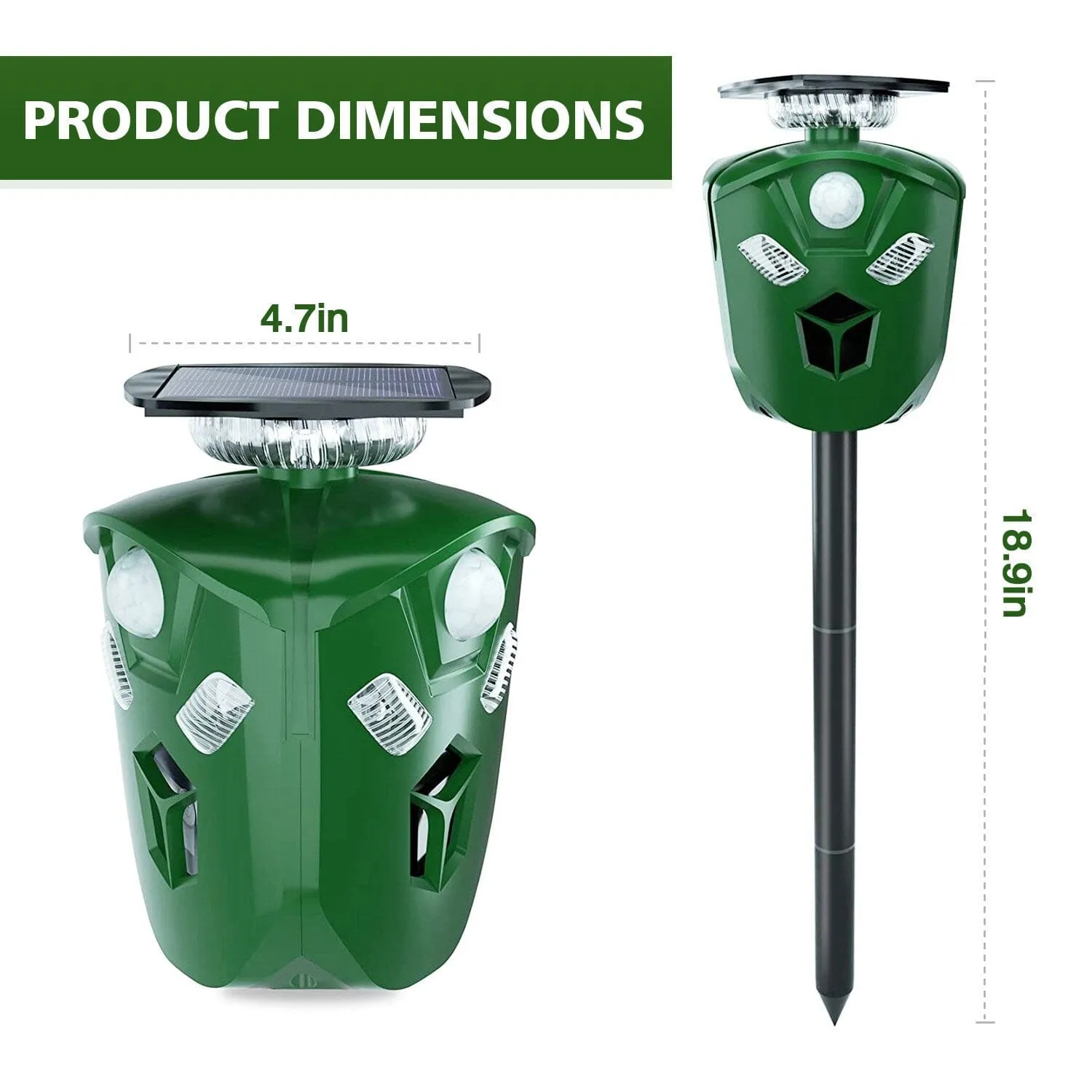 360° Electric Solar Powered Ultrasonic Repeller with Motion Sensor LED Flashing Lights