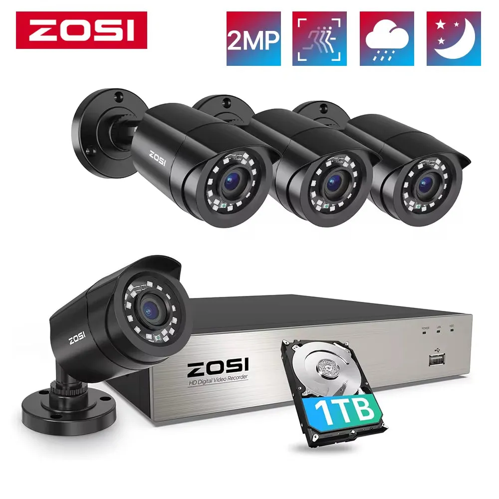 3K Lite Home Video Surveillance System AI Human/Vehicle Detection 8CH 5MP Lite CCTV DVR 1080P 2MP Security Cameras