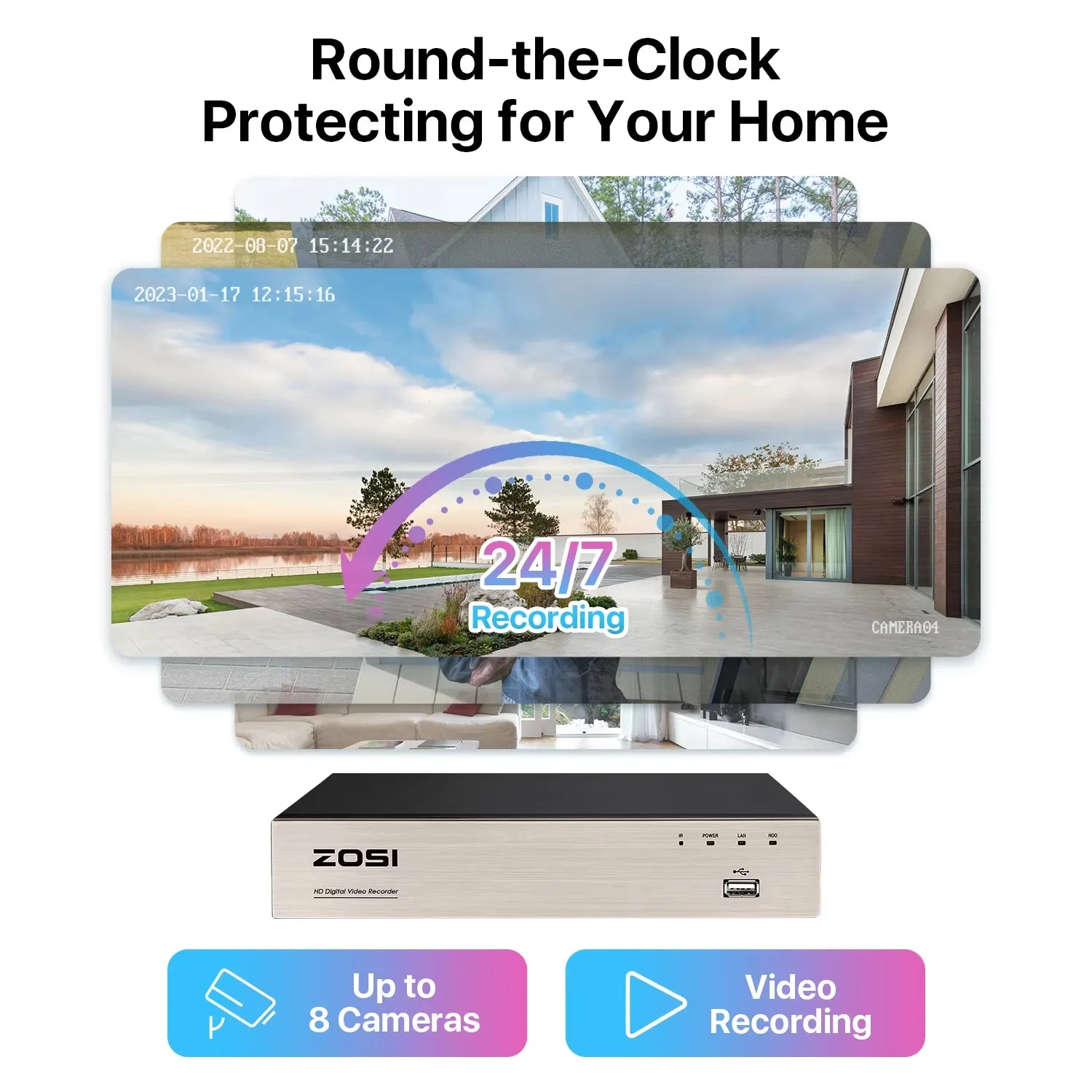 3K Lite Home Video Surveillance System AI Human/Vehicle Detection 8CH 5MP Lite CCTV DVR 1080P 2MP Security Cameras