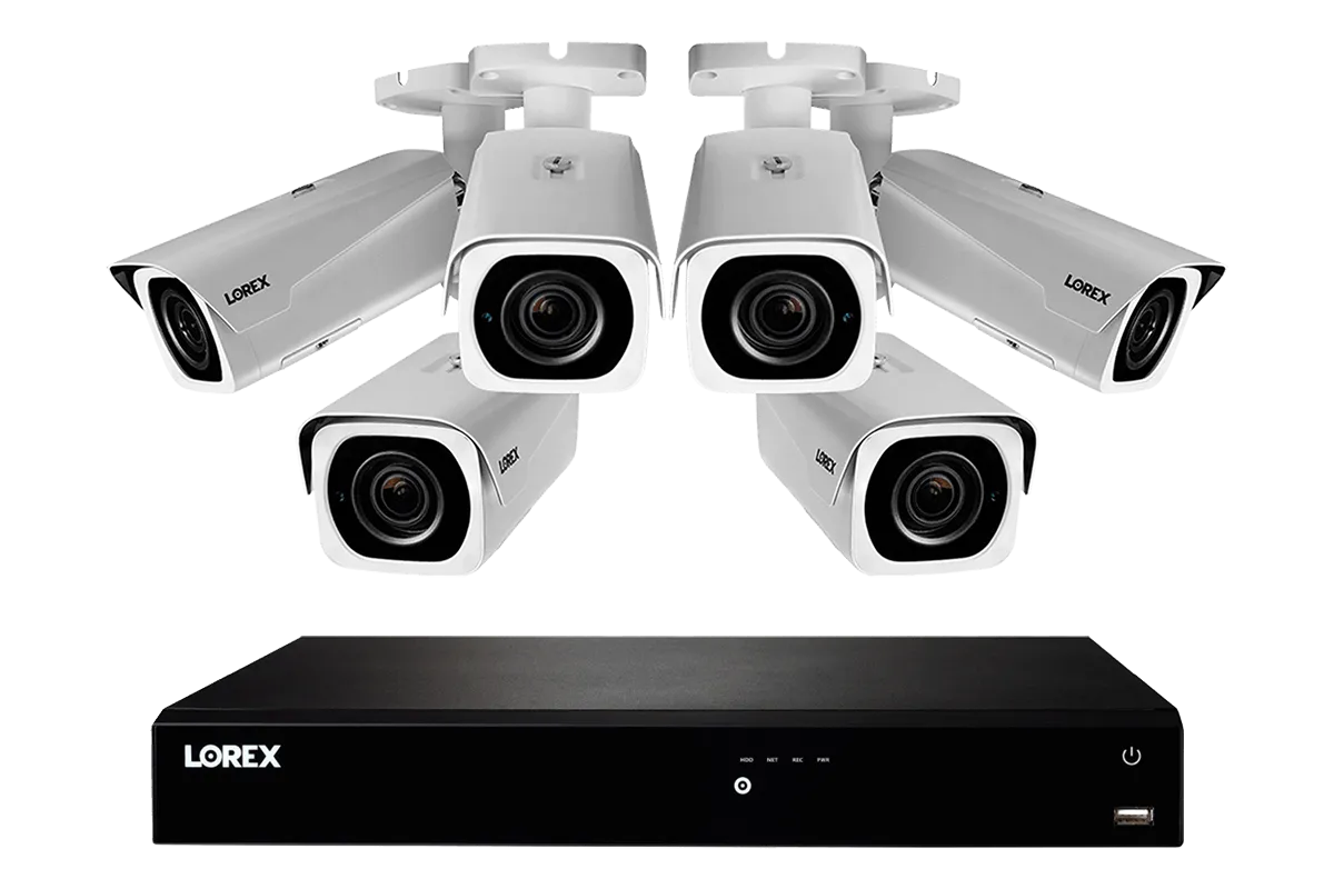 4K Nocturnal IP NVR System with Six 4K (8MP) IP Motorized Varifocal White Metal Cameras