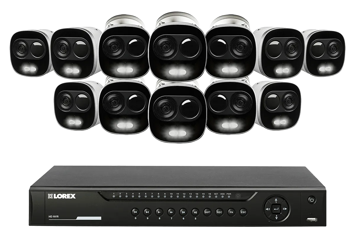 4K Ultra HD IP Camera System with 4 Active Deterrence Security Cameras, 130ft Night Vision