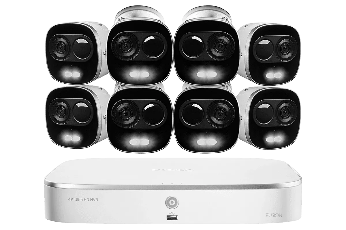 4K Ultra HD IP Camera System with 4 Active Deterrence Security Cameras, 130ft Night Vision