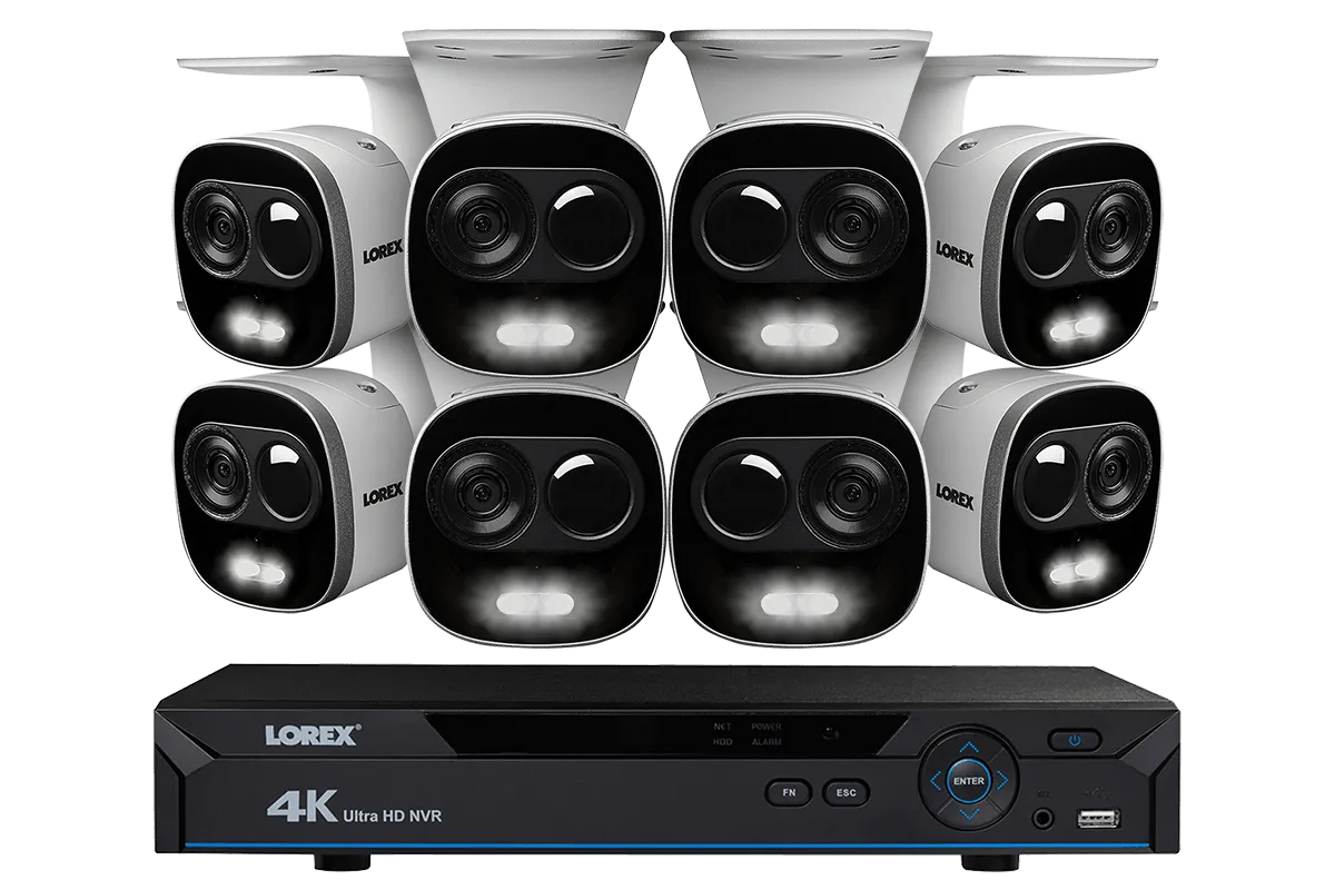 4K Ultra HD IP Camera System with 4 Active Deterrence Security Cameras, 130ft Night Vision