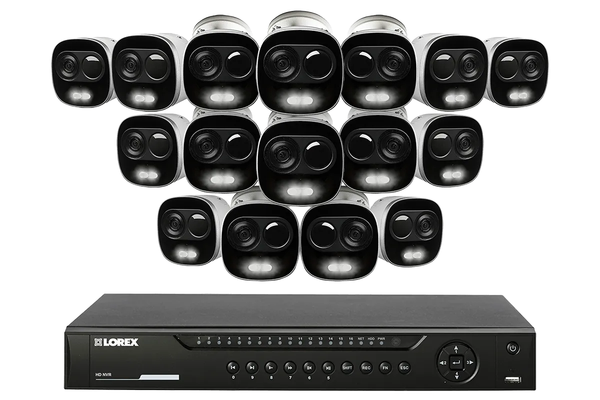 4K Ultra HD IP Camera System with 4 Active Deterrence Security Cameras, 130ft Night Vision