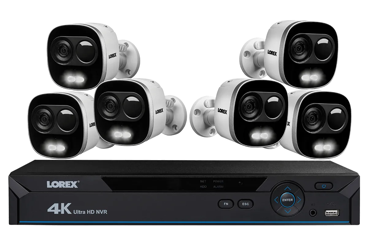 4K Ultra HD IP Camera System with 4 Active Deterrence Security Cameras, 130ft Night Vision