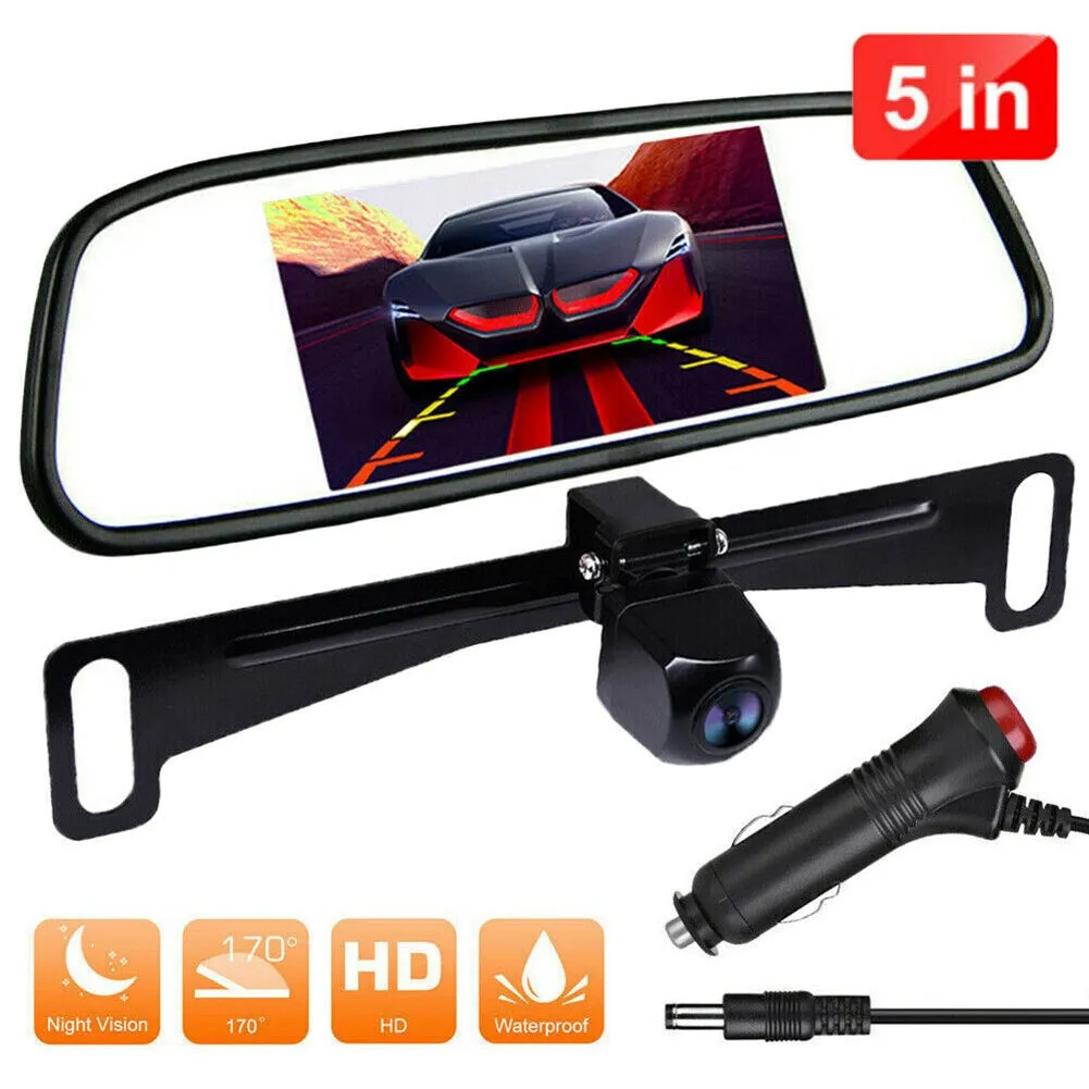 5-inch Mirror Monitor HD Car Backup Camera Rear View System Night