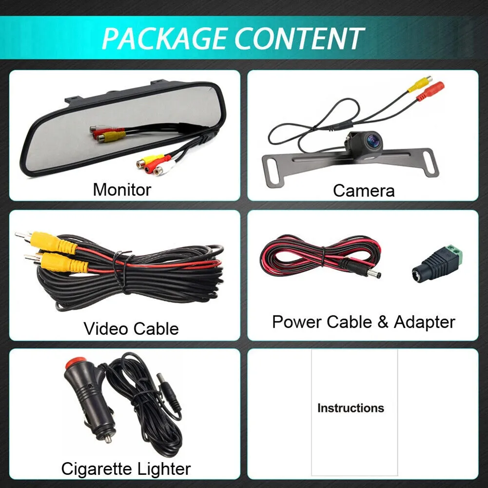 5-inch Mirror Monitor HD Car Backup Camera Rear View System Night