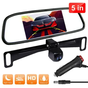 5-inch Mirror Monitor HD Car Backup Camera Rear View System Night