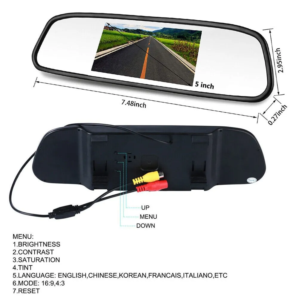 5-inch Mirror Monitor HD Car Backup Camera Rear View System Night