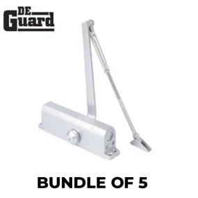 5 x Hydraulic Door Closer - Back Check - PA Bracket/Regular/Top Jamb - Size 4 - Satin Nickel - Grade 1 (BUNDLE OF 5)