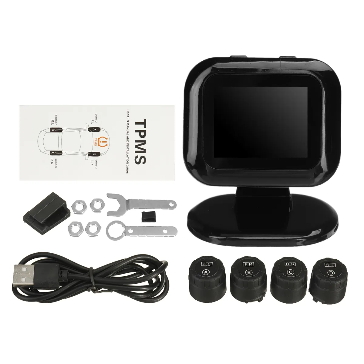 5V 0-50PSI Car Wireless TPMS Tire Tyre Pressure Monitor System LCD 4 Sensor Waterproof Auto Security Alarm Systems