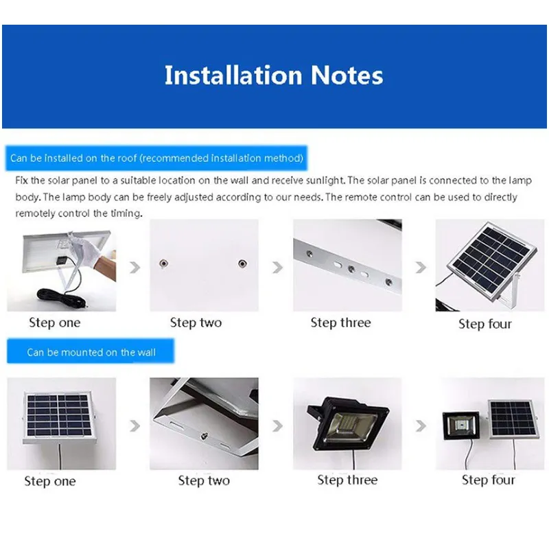 60W Outdoor Solar Panel And Led Flood Light With Remote Control