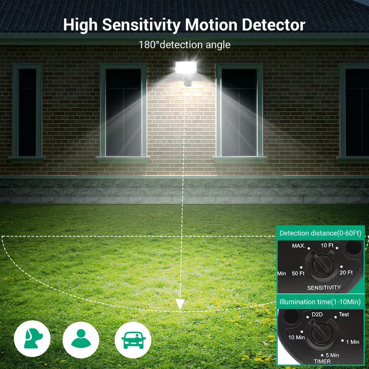65W LED Security Lights Motion Sensor Outdoor Light, 6670LM Dusk to Dawn Flood Light, 3 Modes, 5000K, IP65 Waterproof, Exterior Flood Light for Garage, Yard-HHSL04A1
