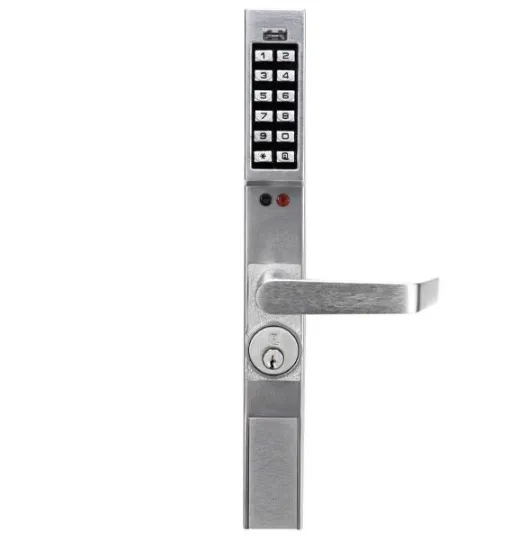 Alarm Lock Trilogy - DL1300ET - Narrow Stile Keypad Lever Lock Exit Trim w/ Audit Trail - 26D - Satin Chrome - Grade 1