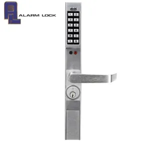 Alarm Lock Trilogy - DL1300ET - Narrow Stile Keypad Lever Lock Exit Trim w/ Audit Trail - 26D - Satin Chrome - Grade 1