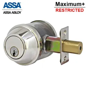 ASSA - M90 Series - Maximum  Restricted - Single Cylinder Deadbolt - Optional Keying - 626 - Satin Chrome - Grade 2