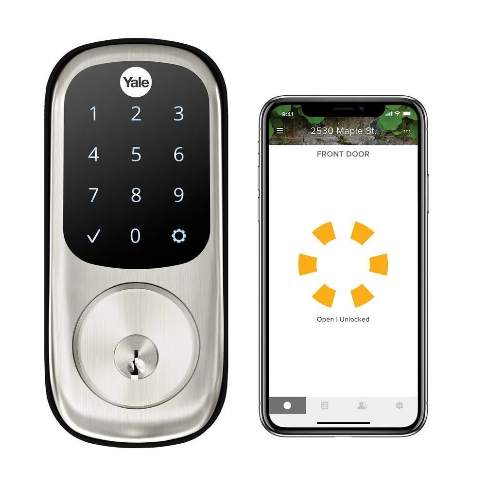 Assure Lock Satin Nickel Wi-Fi and Bluetooth Touchscreen Single Cylinder Deadbolt