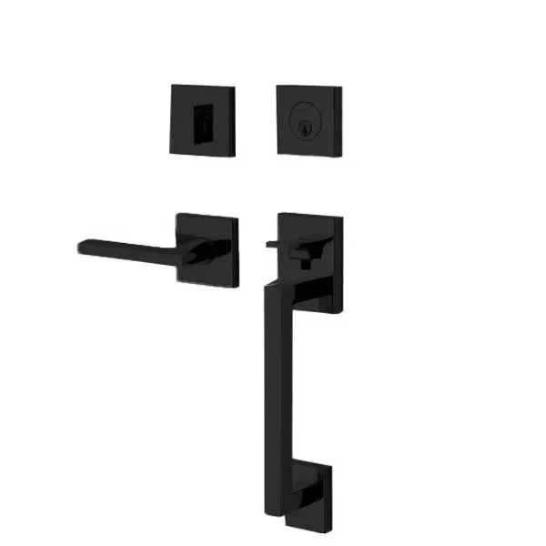 Baldwin Estate - 85390.LENT - Minneapolis Sectional Handleset - Singl Cyl - 190 - Satin Black - Grade 2 - LH