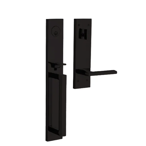 Baldwin Estate Evolved - 85392.RENT - Minneapolis Escutcheon Full Handleset - Singl Cyl - 190 - Satin Black - Grade 2 - RH
