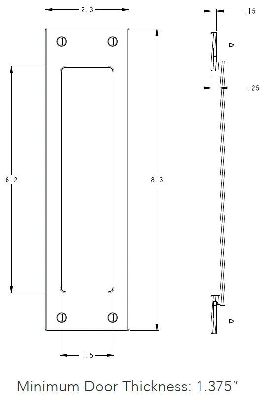Baldwin - Pocket Door Locks - Santa Monica (Large) - Privacy Pocket Door Set
