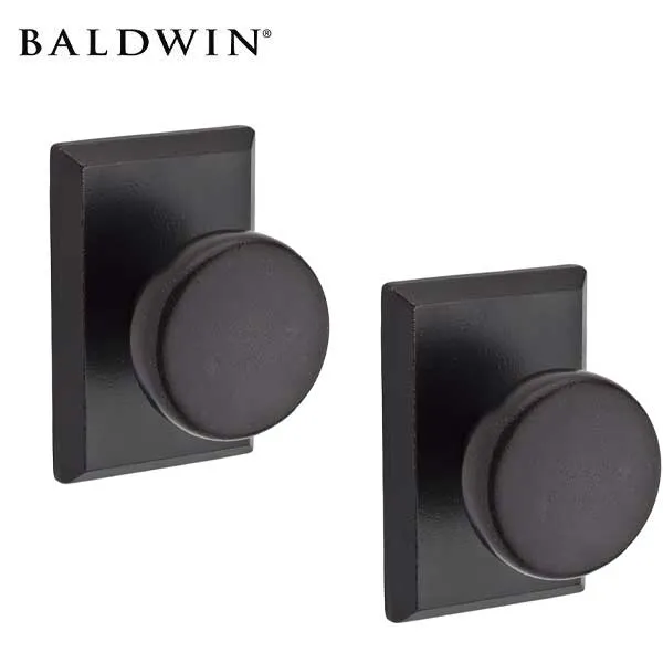 Baldwin Reserve - PS.RUS.RSR - Rustic Knob Set - Rustic Square Rose - 481 - Dark Bronze - Passage - Grade 2
