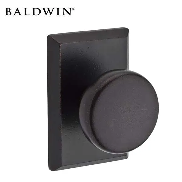 Baldwin Reserve - PS.RUS.RSR - Rustic Knob Set - Rustic Square Rose - 481 - Dark Bronze - Passage - Grade 2