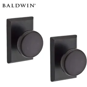 Baldwin Reserve - PS.RUS.RSR - Rustic Knob Set - Rustic Square Rose - 481 - Dark Bronze - Passage - Grade 2