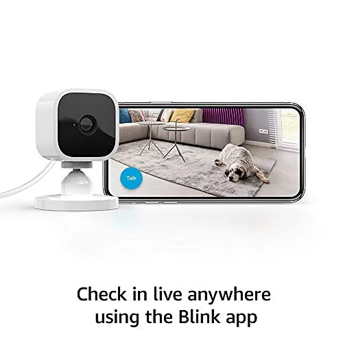 Blink Mini – Compact indoor plug-in smart security camera, 1080p HD video, night vision, motion detection, two-way audio, easy set up, Works with Alexa – 3 cameras (White)