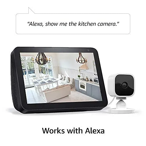 Blink Mini – Compact indoor plug-in smart security camera, 1080p HD video, night vision, motion detection, two-way audio, easy set up, Works with Alexa – 3 cameras (White)