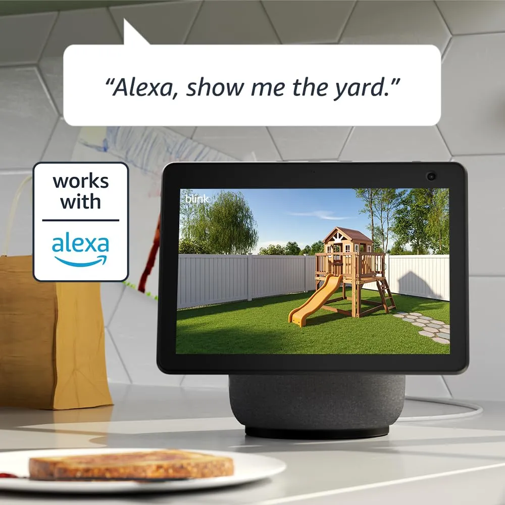 Blink Outdoor 4 (4th Gen)   Blink Mini – Smart security camera, two-way talk, HD live view, motion detection, set up in minutes, Works with Alexa – 6 camera system   Mini (Black)