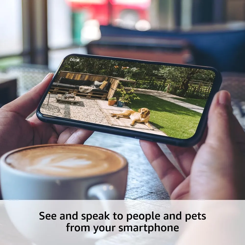 Blink Outdoor 4 (4th Gen)   Blink Mini – Smart security camera, two-way talk, HD live view, motion detection, set up in minutes, Works with Alexa – 6 camera system   Mini (Black)