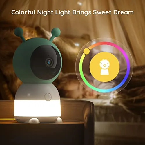 BOIFUN Additional Baby Camera Specifically Compatible with Baby 6T Video Baby Monitor, 360° Camera with Night Light, Auto Tracking, AI Motion & Sound Detection, Two-Way Audio, with Wall Mount Base
