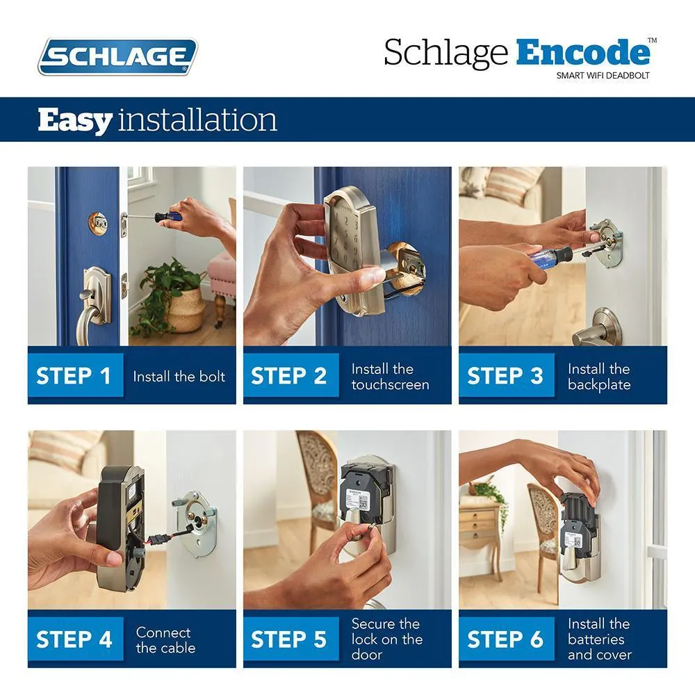 Camelot Aged Bronze Encode Smart Wi-Fi Deadbolt with Alarm and Camelot Handle Set with Accent Lever with Camelot Trim