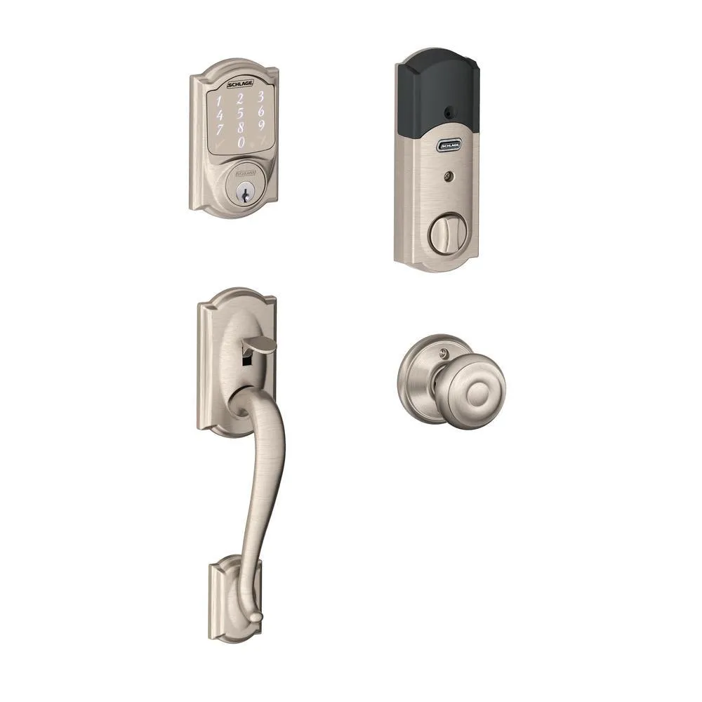 Camelot Aged Bronze Sense Smart Door Lock with Georgian Knob Door Handleset