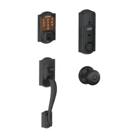 Camelot Aged Bronze Sense Smart Door Lock with Georgian Knob Door Handleset