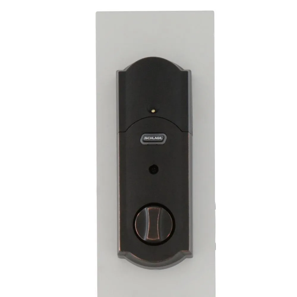 Camelot Aged Bronze Sense Smart Door Lock with Left Handed Accent Lever Door Handleset