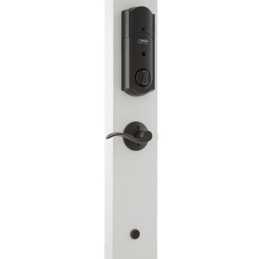 Camelot Aged Bronze Sense Smart Door Lock with Left Handed Accent Lever Door Handleset