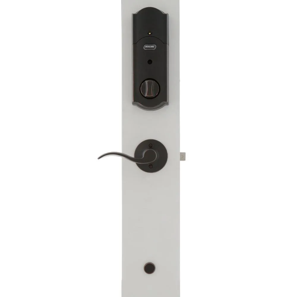 Camelot Aged Bronze Sense Smart Door Lock with Left Handed Accent Lever Door Handleset
